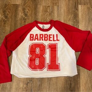 American Apparel White Crop Tee with Red Trim from LFT CLOTHING Co.